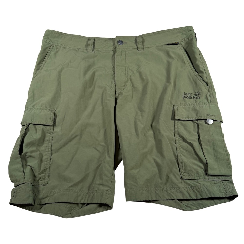 Jack Wolfskin Cargo Shorts Mens XL Olive Green UV Shield Hiking Utility 38
